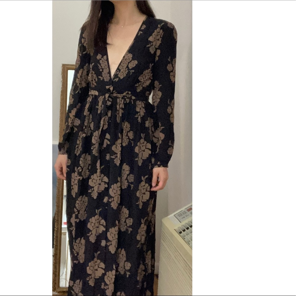 Chan Luu silk floral dress with seed bead embroidery